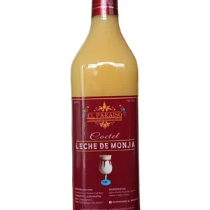Botella de licor Leche de Monja de la selva peruana, coctel cremoso artesanal.